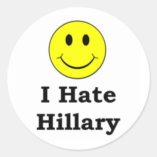 Ich hasse glückliches Gesicht Hillary Runder Aufkleber