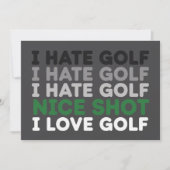 Ich hasse Golf Schöner Schlag Ich liebe Golf Golf  Einladung (Vorderseite)