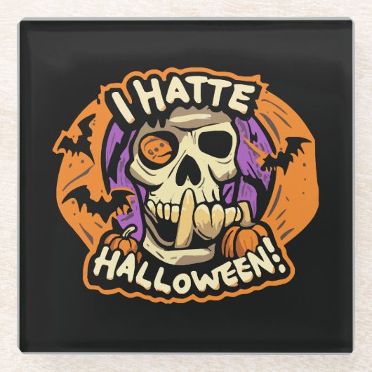 ich hasse Halloween Glasuntersetzer (Vorderseite)