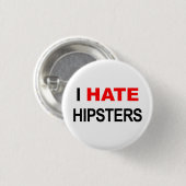 Ich hasse Hipsterknopfweiß Button (Vorne & Hinten)
