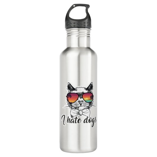 Ich hasse Hunde Funny Geschenke für Katzen Freund Edelstahlflasche (Vorderseite)