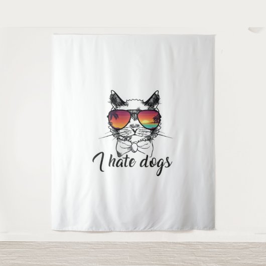 Ich hasse Hunde Funny Geschenke für Katzen Freund Wandteppich (Vorderseite)