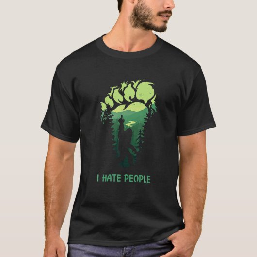 Ich hasse Leute Camping Lover Bigfoot T-Shirt (Vorderseite)