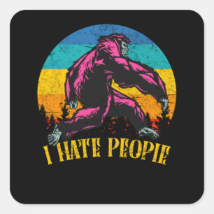 Ich hasse Leute Vintage Yeti Bigfoot Geschenk Quadratischer Aufkleber