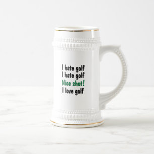 Ich hasse - Liebe-Golf Bierglas