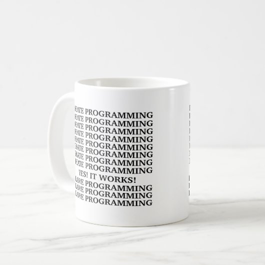 Ich hasse Liebeprogrammierung die Kaffeetasse (Vorderseite Links)