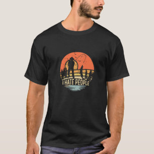 Ich hasse Menschen, die Sonnenuntergangsfische fan T-Shirt
