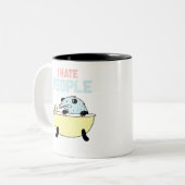 Ich hasse Menschen mit sonniger Stimmung Zweifarbige Tasse (Vorderseite Links)