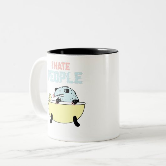 Ich hasse Menschen mit sonniger Stimmung Zweifarbige Tasse (Vorderseite Links)