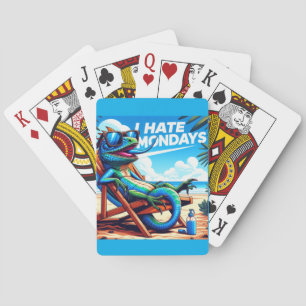 Ich hasse montags blaue Eidechse Spielkarten