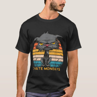 Ich hasse montags gelangweilte Katzengelbe Augen R T-Shirt