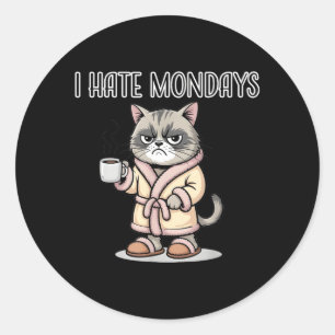 Ich hasse montags lustiger Katzenkaffee Runder Aufkleber