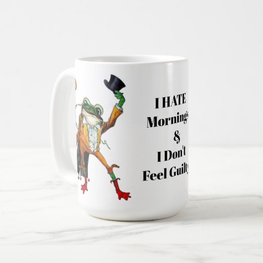 Ich hasse Morgenfrosch Kaffeetasse (Vorderseite Links)