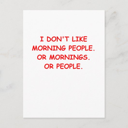Ich hasse morgens postkarte (Vorderseite)