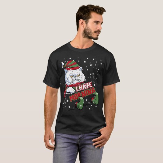 Ich hasse Morning Cat Kitten Angry Elf Cat Grumpy  T-Shirt (Vorne ganz)