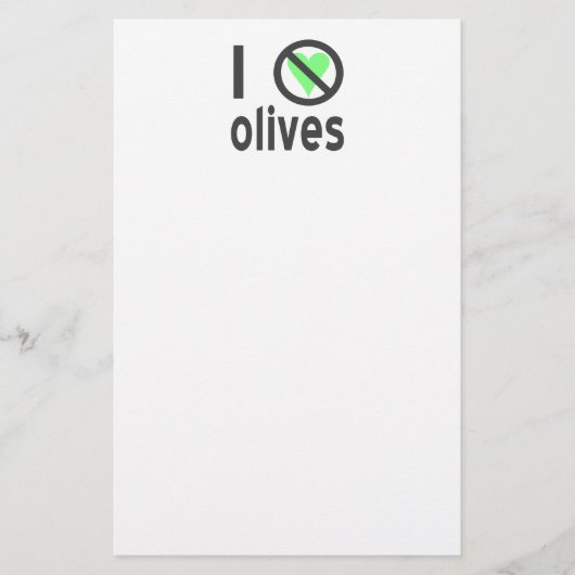Ich hasse Olive I No Liebe Olive Black Briefpapier (Vorderseite)