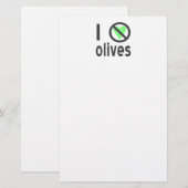 Ich hasse Olive I No Liebe Olive Black Briefpapier (Vorne/Hinten)