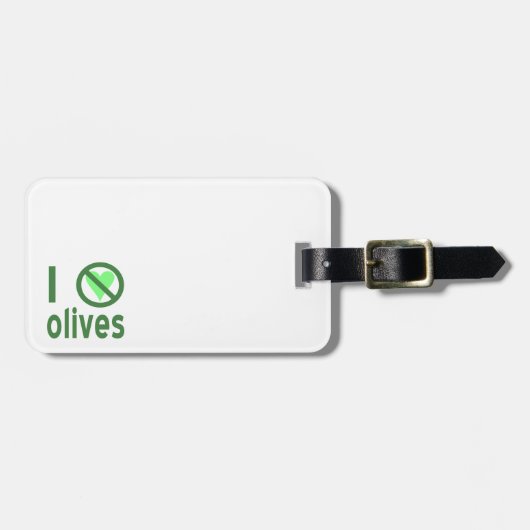 Ich hasse Olive I No Liebe Olive Green Gepäckanhänger (Vorderseite horizontal)
