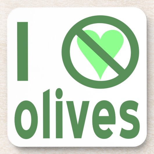 Ich hasse Oliven (grün) Getränkeuntersetzer (Vorderseite)