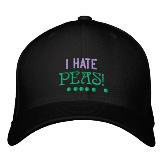 ICH HASSE PEAS - HAT BESTICKTE BASEBALLKAPPE (Vorderseite)