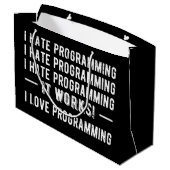 Ich hasse Programmieren - Lustiger Programmierer I Große Geschenktüte (Rückseite Schrägansicht)