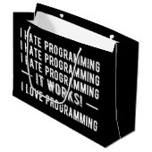 Ich hasse Programmieren - Lustiger Programmierer I Große Geschenktüte (Vorderseite Schrägansicht)