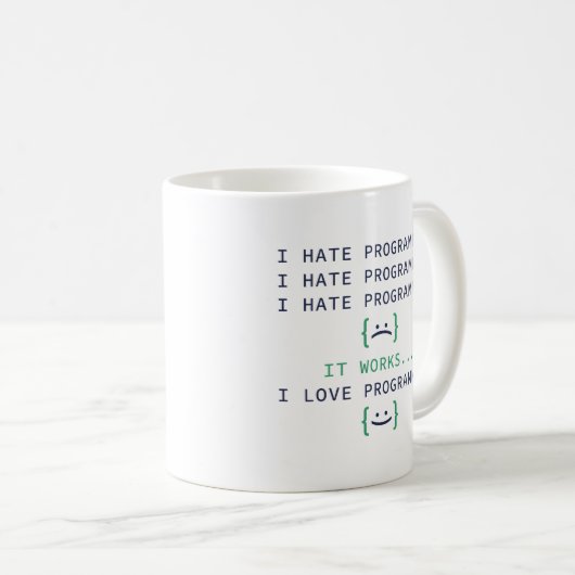 Ich hasse Programmierung Kaffeetasse (VorderseiteRechts)