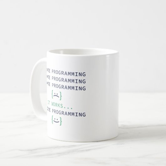 Ich hasse Programmierung Kaffeetasse (Vorderseite Links)