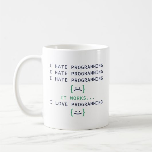 Ich hasse Programmierung Kaffeetasse (Links)