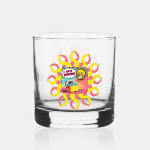 Ich hasse Sommer! Lustige Comic-Illustration Whiskyglas