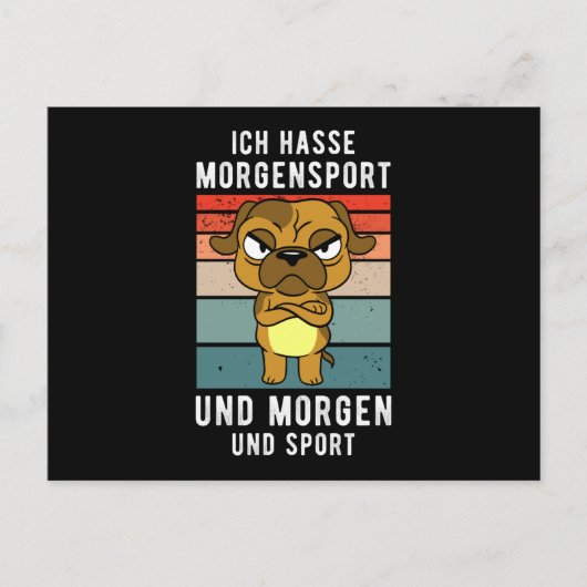 Ich hasse Sport und morgen Postkarte (Vorderseite)