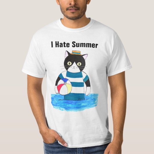 Ich hasse Summer Grumpy Cat in Swimsuit Hate Beach T-Shirt (Vorderseite)