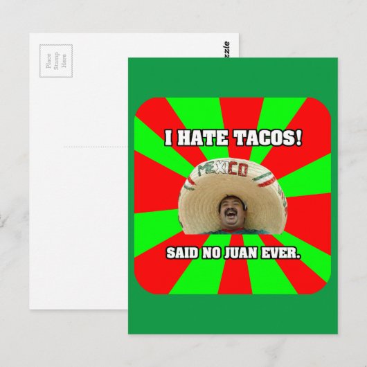 Ich hasse Tacos Postkarte (Vorne/Hinten)