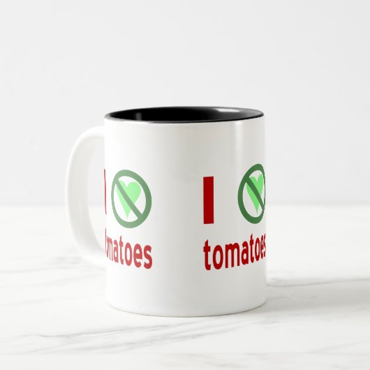 Ich hasse Tomaten Zweifarbige Tasse (Vorderseite Links)