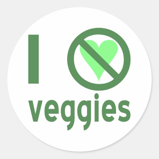 Ich hasse Veggies Runder Aufkleber (Vorderseite)