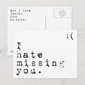Ich hasse Vermisstes Du-aber ich Liebe dich zu ver Postkarte (Vorne/Hinten)