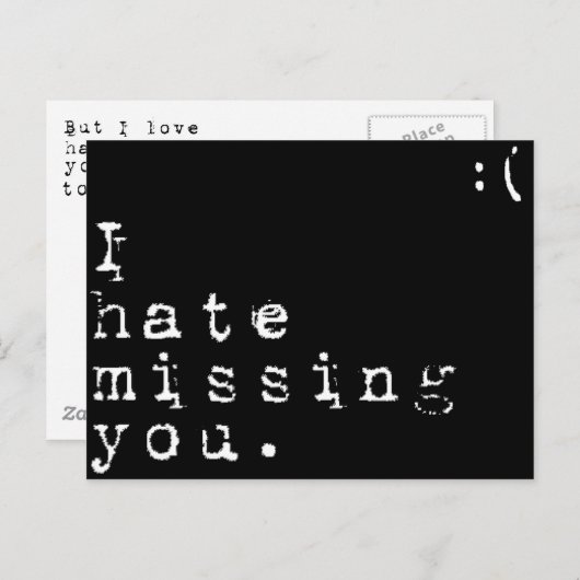 Ich hasse Vermisstes Du-aber ich Liebe dich zu ver Postkarte (Vorne/Hinten)