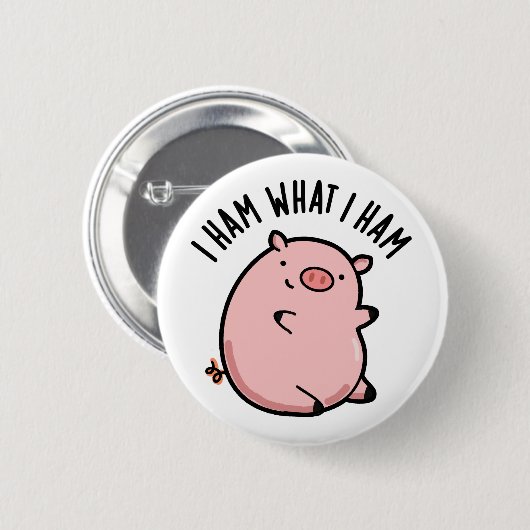 Ich hasse, was ich Ham Funny Pig Puff Button (Vorne & Hinten)
