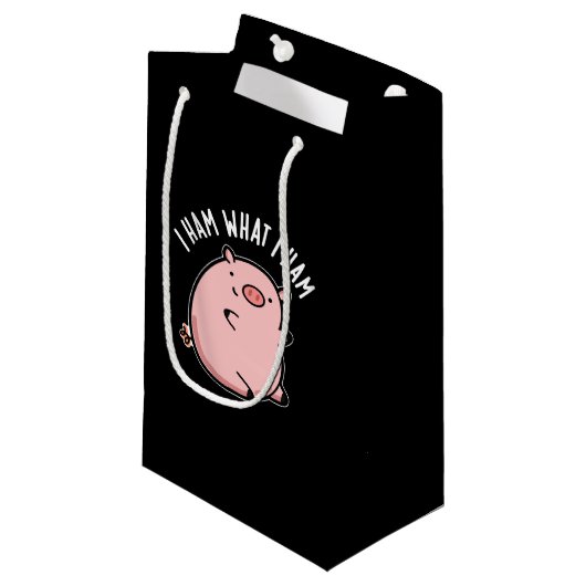 Ich hasse, was ich Ham Funny Pig Pun Dark BG Kleine Geschenktüte (Vorderseite Schrägansicht)