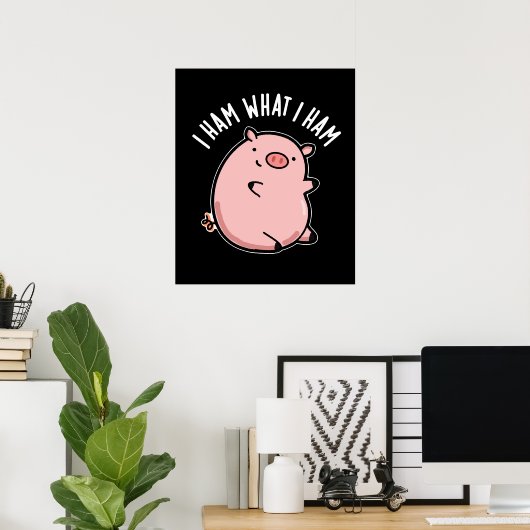 Ich hasse, was ich Ham Funny Pig Pun Dark BG Poster (Heimbüro)