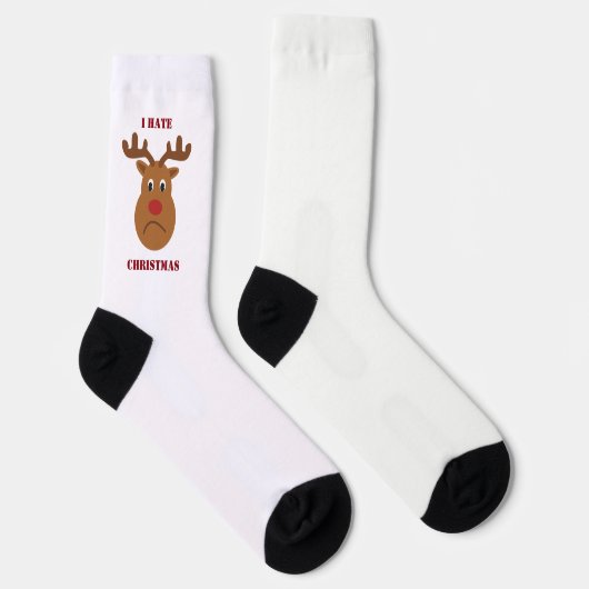 Ich hasse Weihnachten traurige Rentiere Postkarte Socken (Rechts)