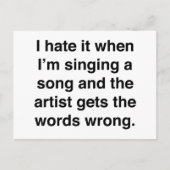 Ich hasste es, wenn ich ein Lied singe Postkarte (Vorderseite)