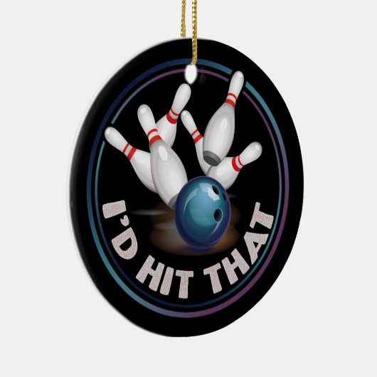 Ich hatte den lustigen Witz-Bowling getroffen Keramik Ornament (Rechts)