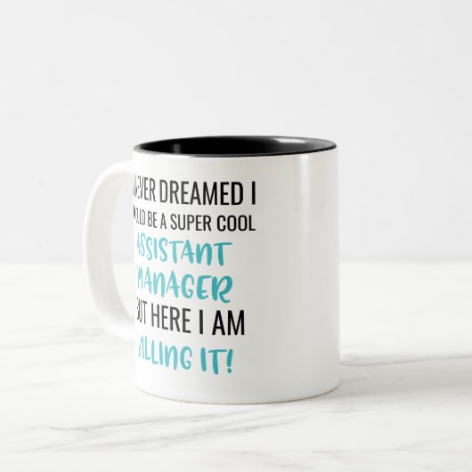 Ich hätte nie geträumt, ein superCooler Assistent Zweifarbige Tasse (Vorderseite Links)