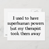 Ich hatte Superkräfte Postkarte (Vorne/Hinten)