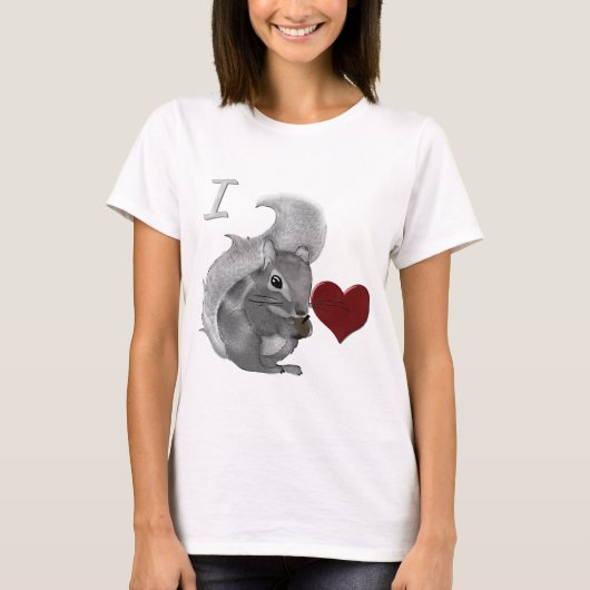 Ich heart Baby Eichhörnchen Fuzzy Animal T-Shirt (Vorderseite)