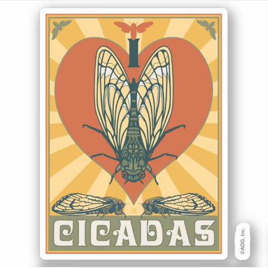 Ich heart Cicadas Aufkleber (Vorderseite)