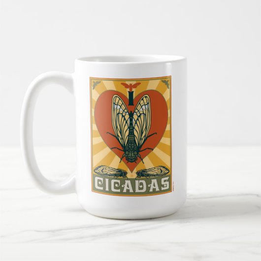 Ich heart Cicadas Kaffeetasse (Links)