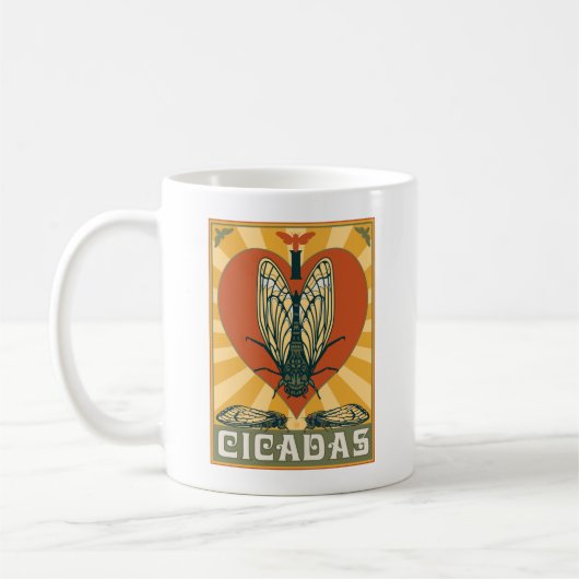 Ich heart Cicadas Kaffeetasse (Links)