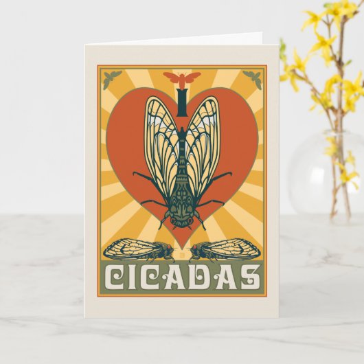 Ich heart Cicadas Karte (Gelbe Blume)
